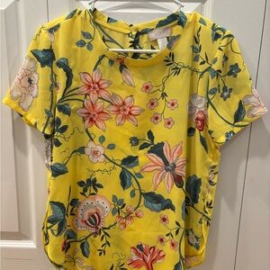 LOFT Yellow Floral Print Top